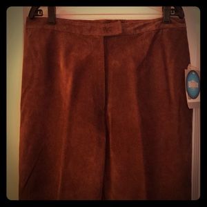 Brown Suede Pants - machine washable! Size 16, NWT
